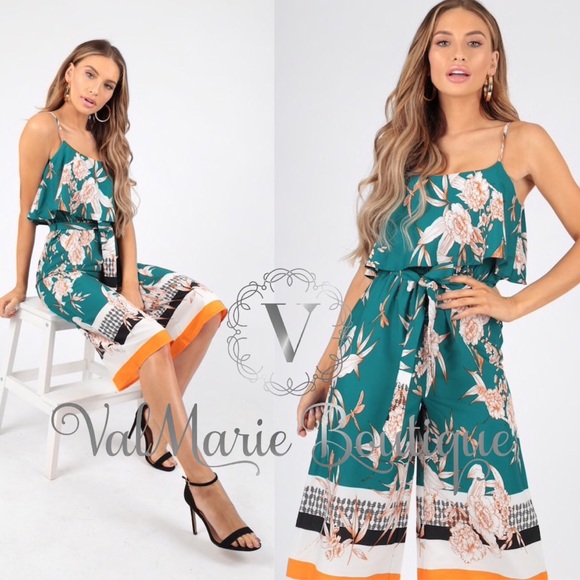 LAST 1! Green Oriental Jumpsuit - Picture 2 of 3